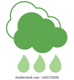 Rain cloud icon. Weather icon. Green ecology vector icon.
