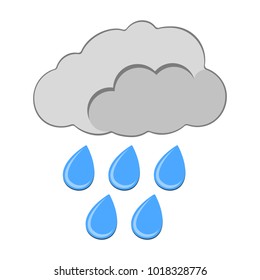 Rain with Cloud Icon. Weather label for Web on white background. Vector Illustration.