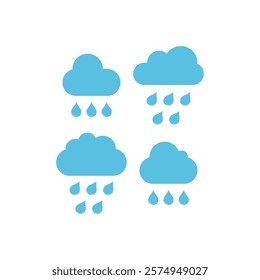 Rain Cloud Icons Set Vector Design Template