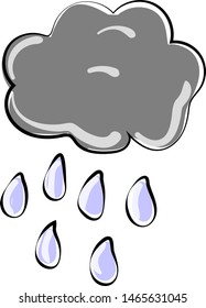Rain from cloud, illustration, vector on white background.