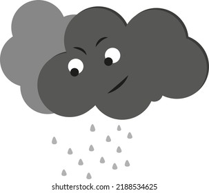 Rain cloud, illustration, vector on a white background.