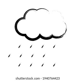Nube de lluvia aislada icono negro sobre un fondo blanco. Elemento de diseño para afiche, pancarta, ropa. Sencillo estilo plano. Ilustración vectorial.
