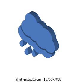 Rain Cloud Isometric Left Top View 3D Icon