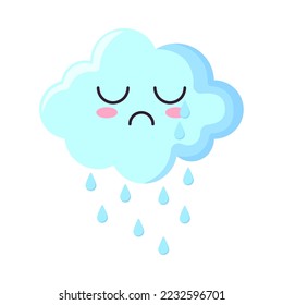 rain cloud kawaii sky icon isolated