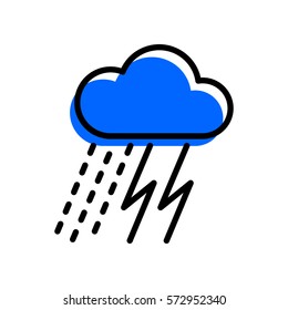 Rain, cloud & lightning icon. Weather sign. Simple vector element for mobile app, widget or website.