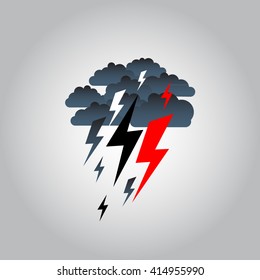 rain cloud with lightning, weather design nature rain lightning sky cloud icon 