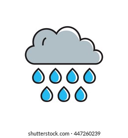 Rain Cloud Line Icon