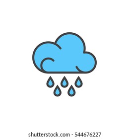Rain cloud line icon, filled outline vector sign, linear colorful pictogram isolated on white. Weather forecast symbol, logo illustration