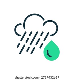 Icono de la línea de la nube de lluvia, símbolo del contorno para el Clima, la Naturaleza, la precipitación, la tormenta y el cambio estacional. Icono de signo de Vector.