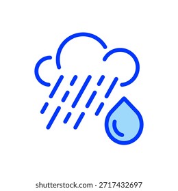 Icono de la línea de la nube de lluvia, símbolo del contorno para el Clima, la Naturaleza, la precipitación, la tormenta y el cambio estacional. Icono de signo de Vector.