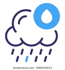 Rain Cloud Line Icon Symbol