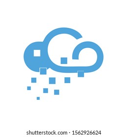 rain and cloud logo icon symbol. Rain design blue