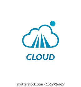 rain and cloud logo icon symbol. Rain design blue