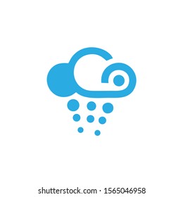 rain and cloud logo icon symbol. Rain design blue