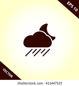 rain cloud and moon vector icon. weather icon