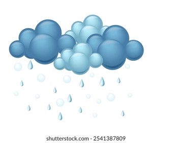 Rain cloud with multiple droplets, representing rainy weather or emotions associated with rain. Ideal for weather, moods, or environmental themes. Vector illustration.