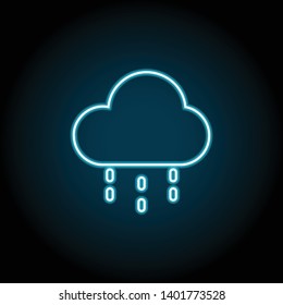 rain cloud neon icon. Simple thin line, outline vector of Weather icons for UI and UX, website or mobile application on dark blue gradient background