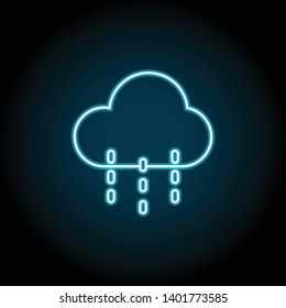rain cloud neon icon. Simple thin line, outline vector of Weather icons for UI and UX, website or mobile application on dark blue gradient background