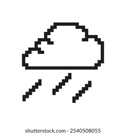 Ícone Pixelizado Da Nuvem De Chuva. Pixel Art Símbolo de Clima Chuvoso. Ícone de Precipitação e Tempo Úmido. Ilustração de vetor isolada.