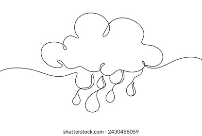 Rain cloud. Precipitation in the form of rain. A natural phenomenon. Weather icon. Vector illustration. Images produced without the use of any form of AI software at any stage. 