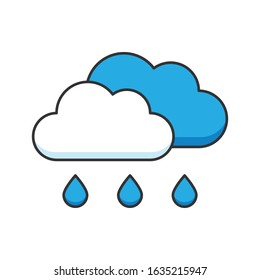 rain cloud with raindrops a cartoon line vector 