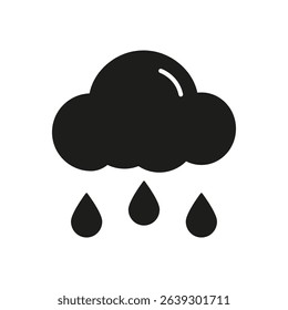 Rain Cloud With Raindrops Solid Icon. Weather Forecast, Rainy Season, And Precipitation Silhouette Symbol. Meteorology Concept. Isolated Vector Illustration.