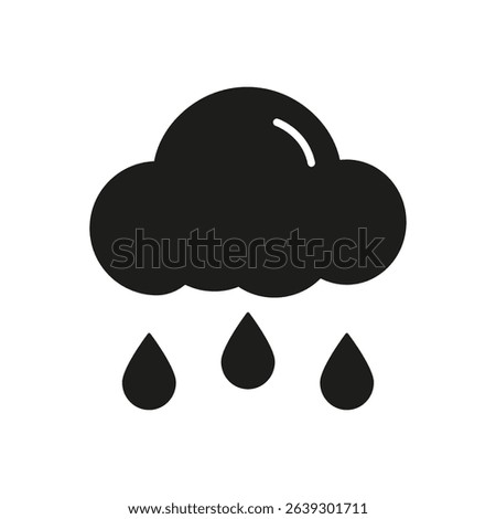 Rain Cloud With Raindrops Solid Icon. Weather Forecast, Rainy Season, And Precipitation Silhouette Symbol. Meteorology Concept. Isolated Vector Illustration.