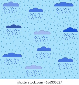 Rain and cloud seamless pattern. Modern flat stylish abstract texture. Colorful template for prints, textiles, wrapping, wallpaper, website etc. Vector illustration