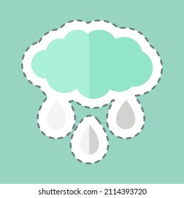 Rain Cloud Sticker in trendy line cut isolated on blue background