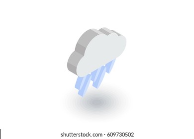 rain cloud, storm weather isometric flat icon. 3d vector colorful illustration. Pictogram isolated on white background