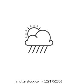 Rain cloud and sun line icon vector