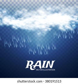 Rain & Cloud. Transparent Design. Vector illustration