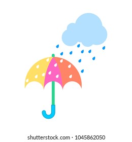 Rain from cloud to umbrella vector illustration.