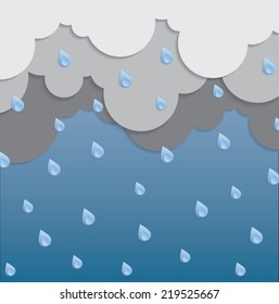 Rain and cloud vector background.