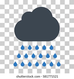 Rain Cloud vector pictogram. Illustration style is a flat iconic bicolor smooth blue symbol on a transparent background.
