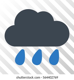 Rain Cloud vector pictograph. Illustration style is flat iconic bicolor smooth blue symbol on a hatch transparent background.