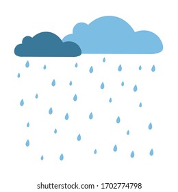 Rain Clouds And Rain Droplets Vector Illustration