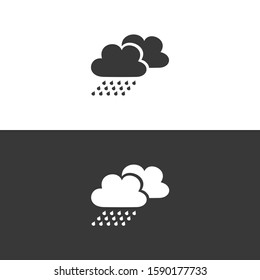 Rain and clouds. Icon on black and white background. Weather vector illustration