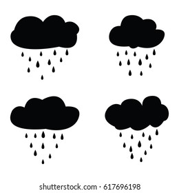 Rain and clouds icon set