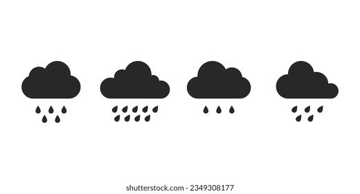 Rain clouds icon set. Rain clouds collection. Black vector clouds. Vector illustration