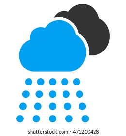 Rain Clouds icon. Vector style is bicolor flat iconic symbol, blue and gray colors, white background.