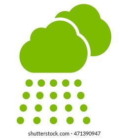 Rain Clouds icon. Vector style is flat iconic symbol, eco green color, white background.