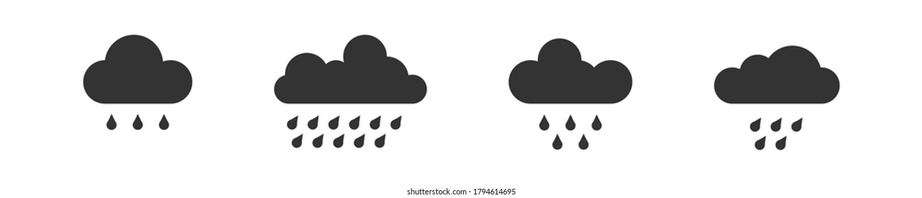 Rain Clouds Icons. Rain Clouds. Black Vector Clouds. Vector Illustration