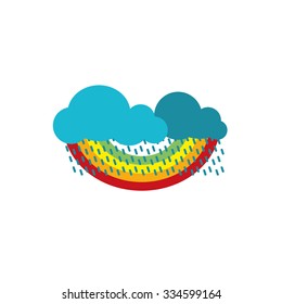 Rain clouds and rainbow. 