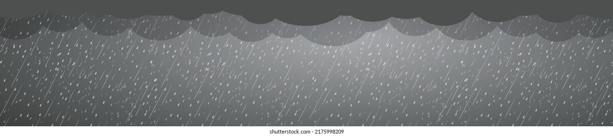 rain and clouds, storm background, Horizontal banner , vector illustration. 