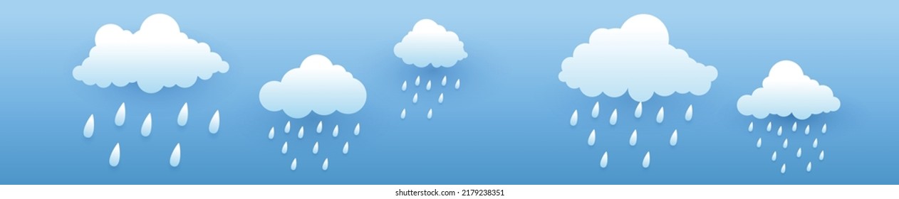 rain and clouds, storm background, Horizontal banner , vector illustration. 