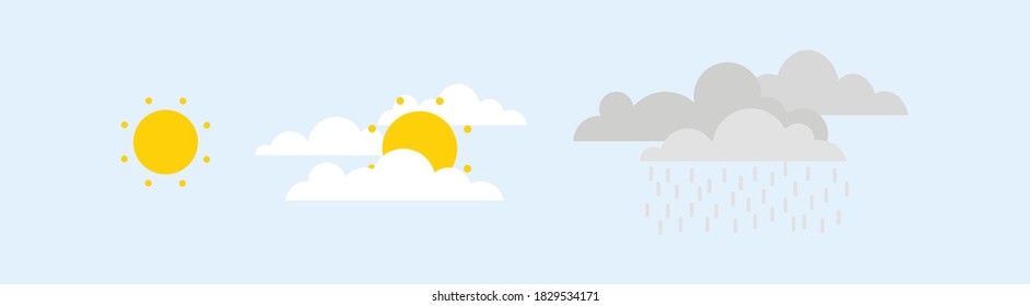 Rain, clouds, sun, water fully editable vector icon 