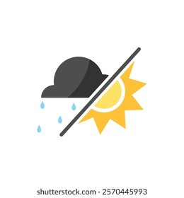 Rain clouds and sunshine icon, perfect for weather forecasts design