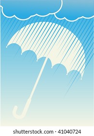 Rain Clouds Umbrella Blue Vector Background