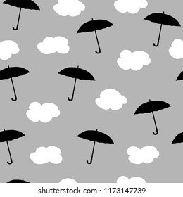 Rain, clouds and umbrellas. Seamless pattern. Vector Rain, clouds and umbrellas. Seamless pattern. Vector